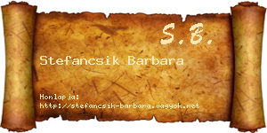 Stefancsik Barbara névjegykártya